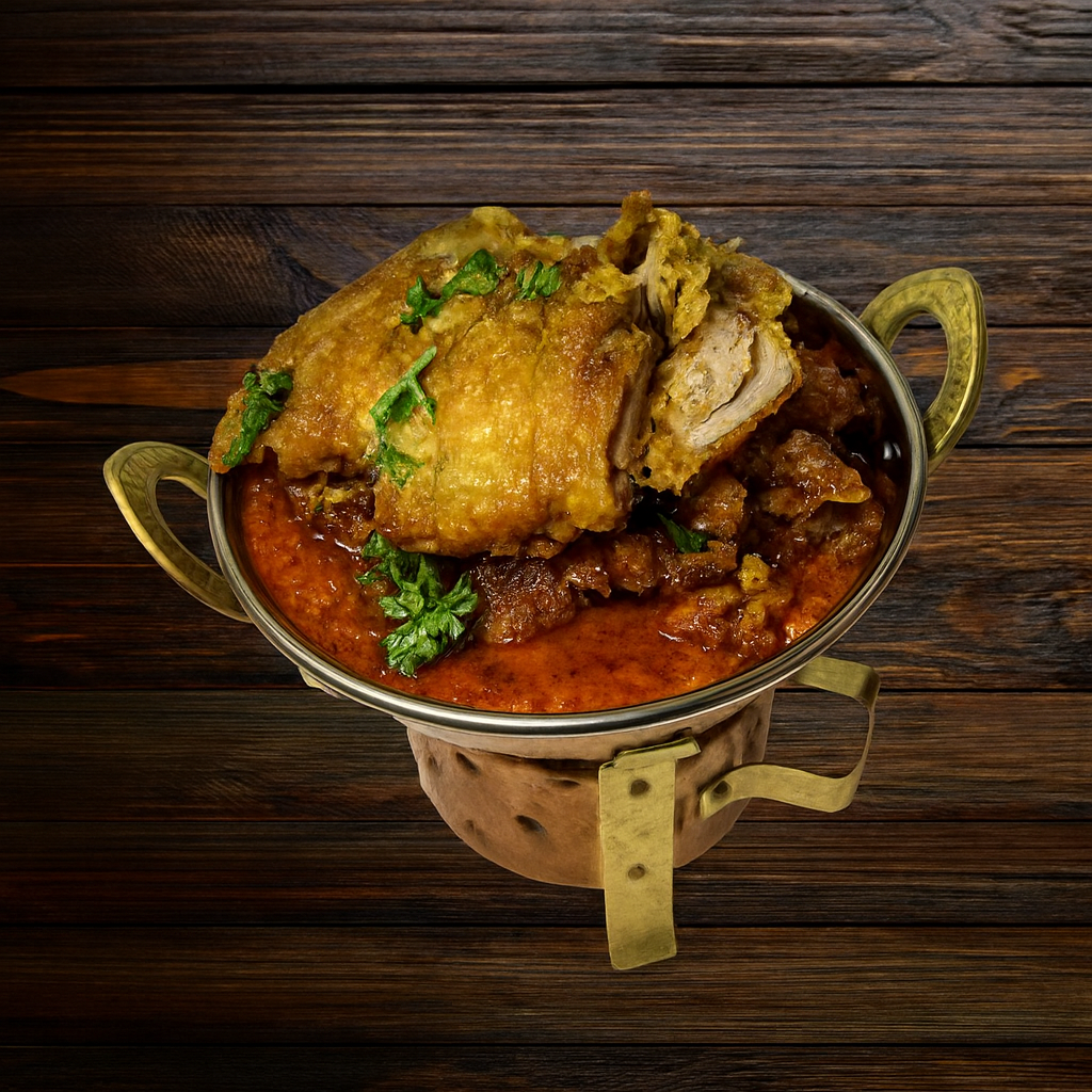 Knusprige Entenbrust in scharfer Vindaloo-Sauce mit Chili, Knoblauch und Gewürzen – serviert bei India4U Bern