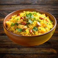 Zitronen-Basmatireis mit Curryblättern, Senfkörnern und Kurkuma – serviert bei India4U Bern